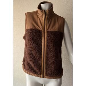 TOAD & CO Women’s Sherpa Wool Blend Vest Medium Chocolate Caramel Browns Fall
